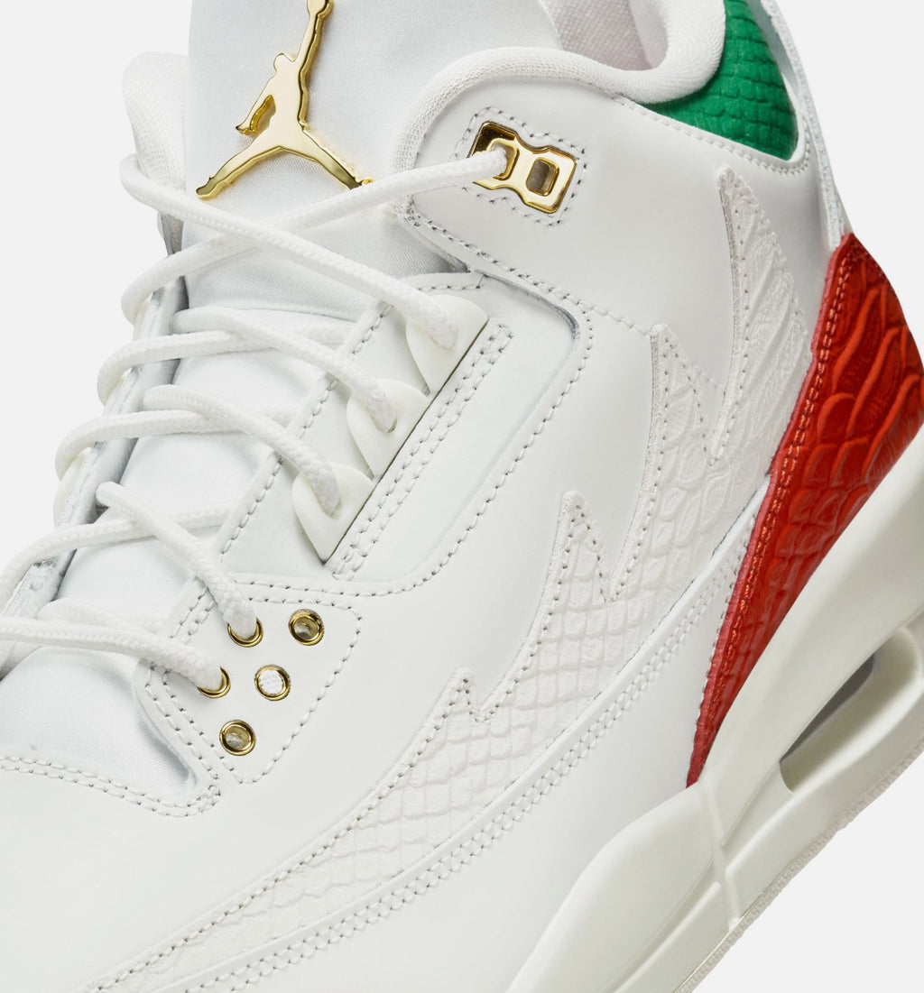 Air Jordan 3 Retro El Vuelo Men's Lifestyle Shoe – Summit White/Pine Green/Dragon Red/Metallic Gold