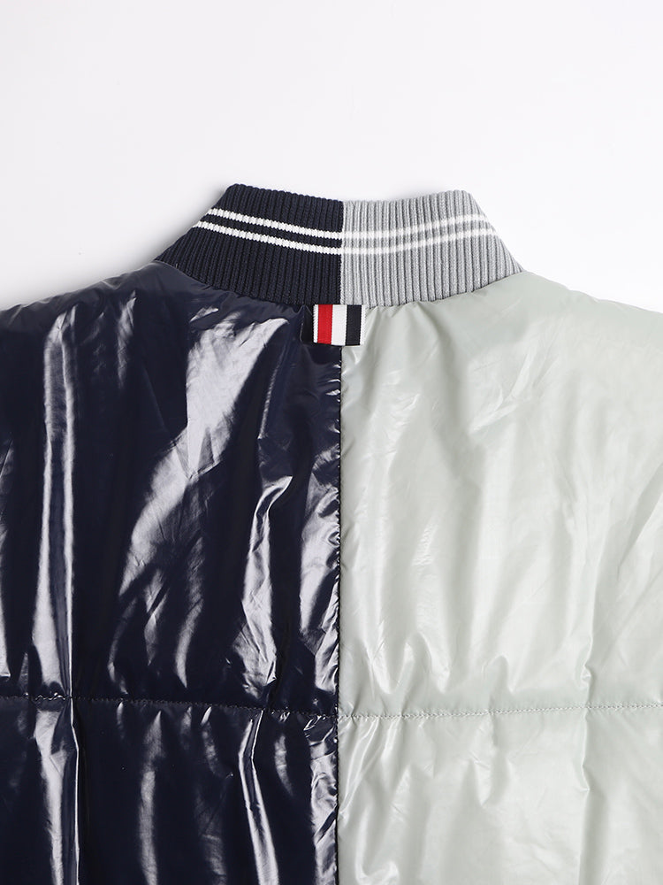 Unisex Shiny Colorblock Baseball Collar Vest