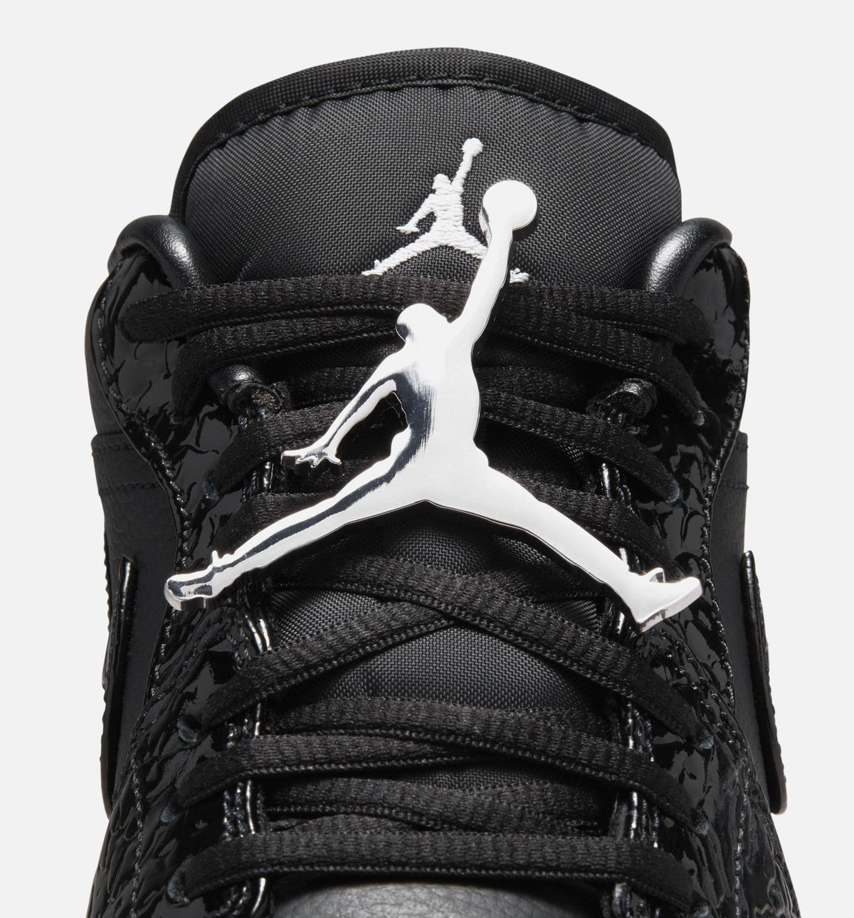 Air Jordan 1 Low Patent Elephant Women's Sneakers - Black/Black/White/Metallic Silver