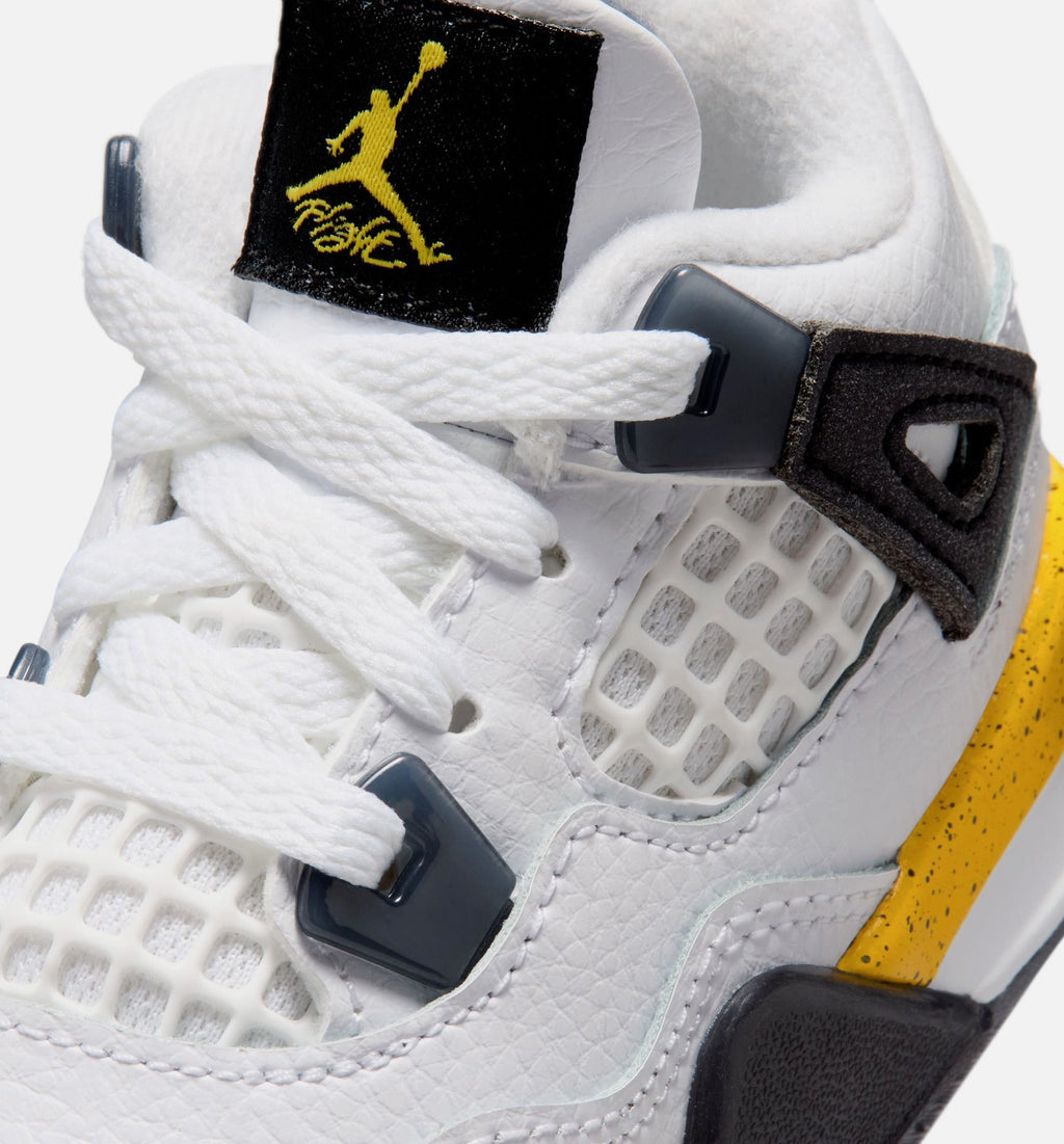 Air Jordan 4 Retro Rare Air Tour Yellow Infant/Toddler Shoes - White Dark Blue Grey Black Tour Yellow