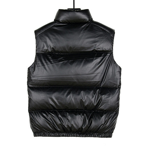Prada Black Glossy Stand-Collar Puffer Vest