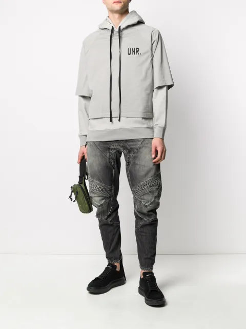 UNRAVEL PROJECT logo-print layered hoodie
