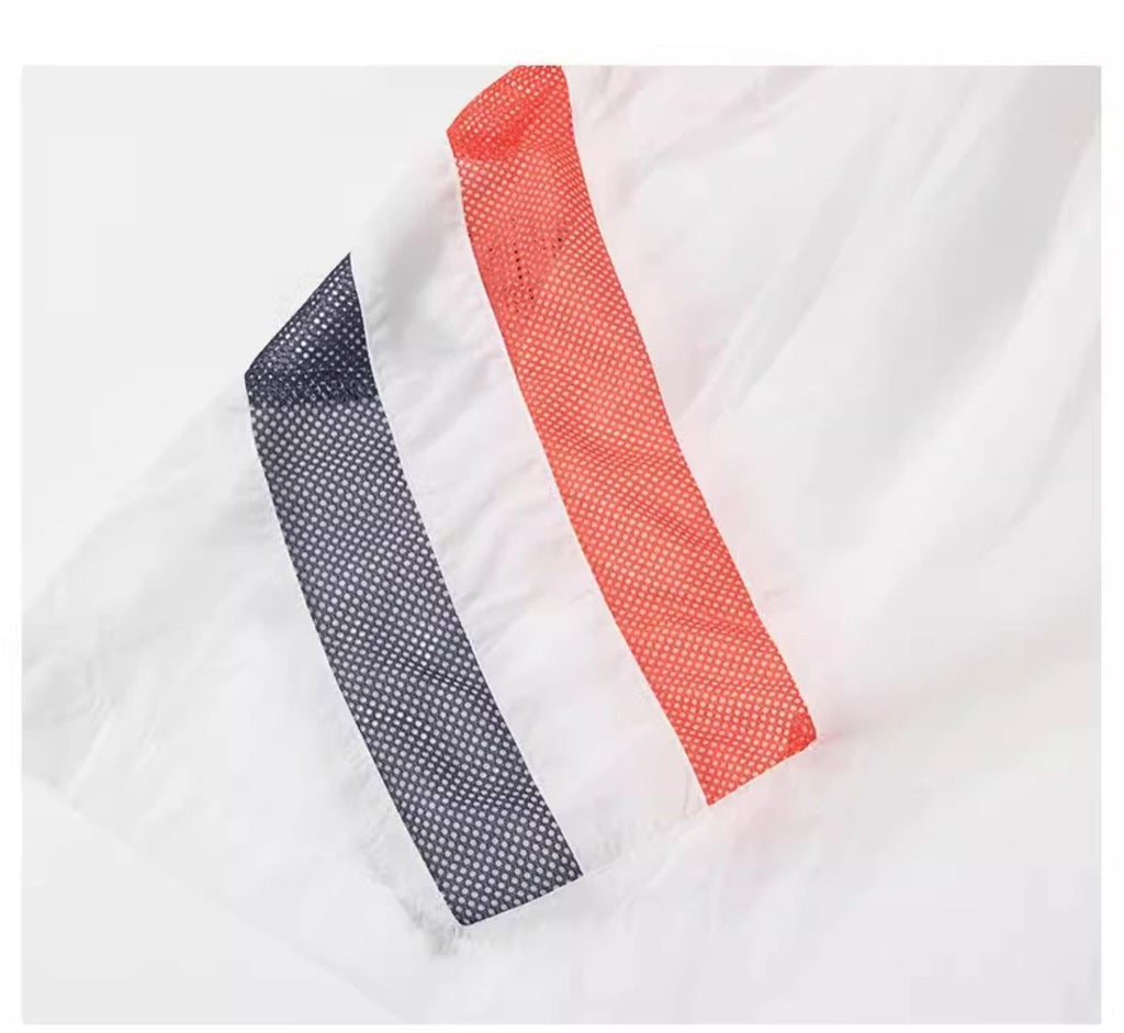 Thom Browne Style Men's diagonal striped beach pants