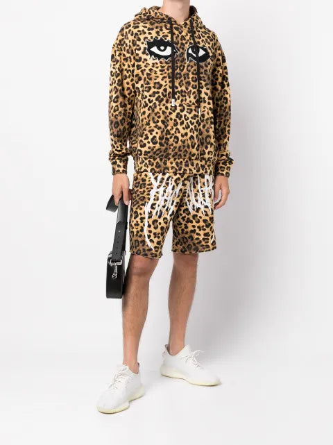 Haculla eye-print leopard print hoodie