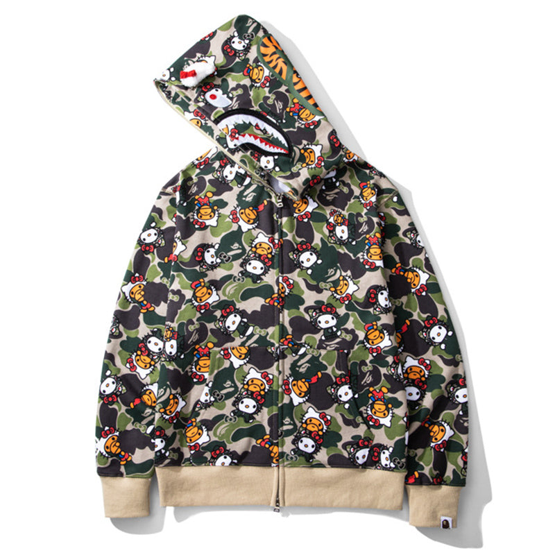 BAPE Hello Kitty Camo Hoodie - Green & Pink