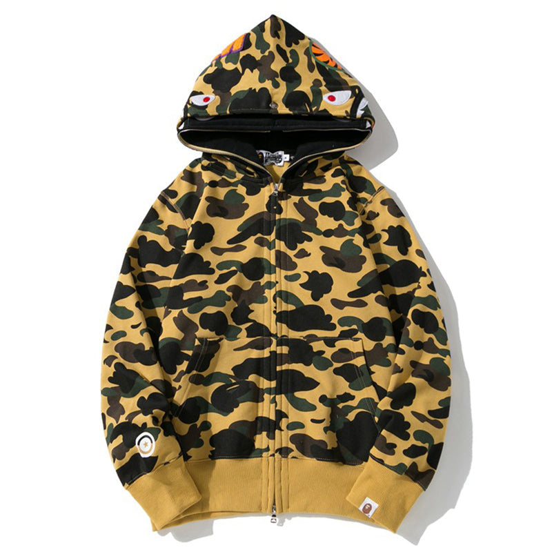 BAPE Double-Hood Camo Shark Hoodie