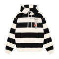 "on air" ecru-navy striped Hoodie