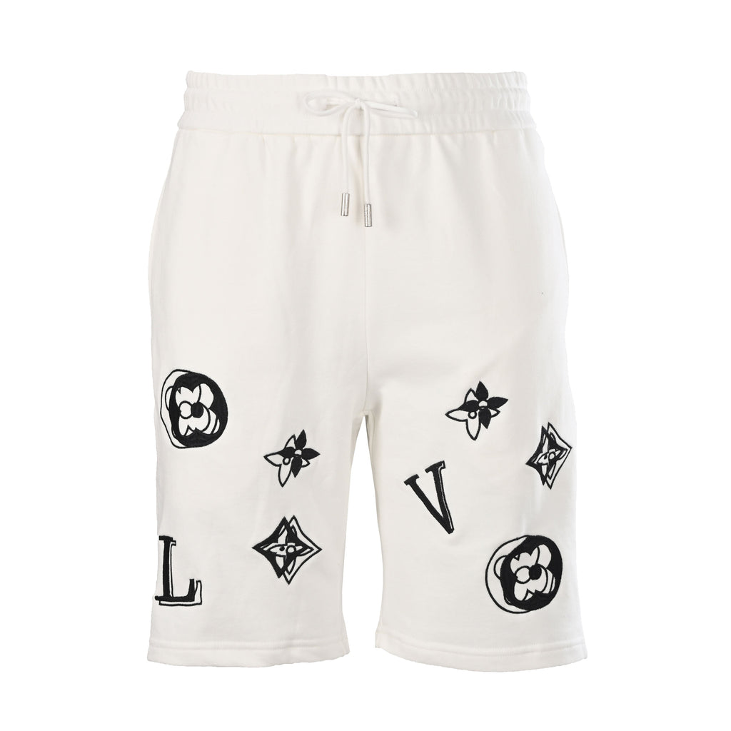 Monogram Embroidered Fleece Shorts