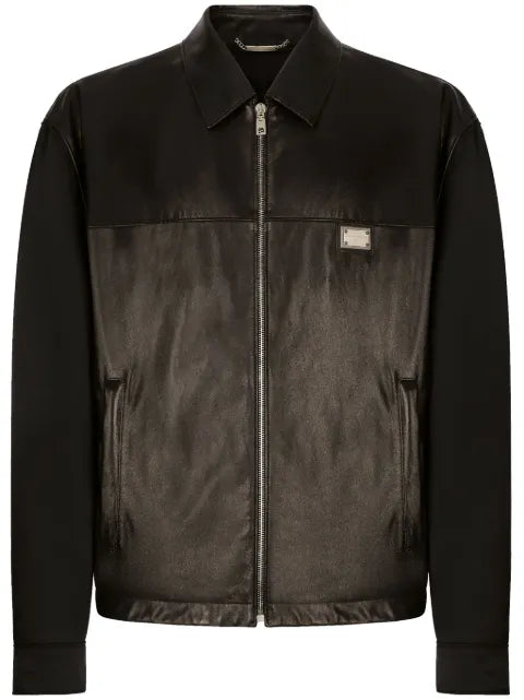 Dolce & Gabbana logo-plaque leather jacket