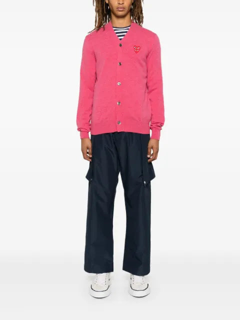 Comme Des Garçons Play V-neck double heart-patch cardigan
