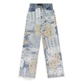 BLUE GRID LACE STRAIGHT-FIT JEANS
