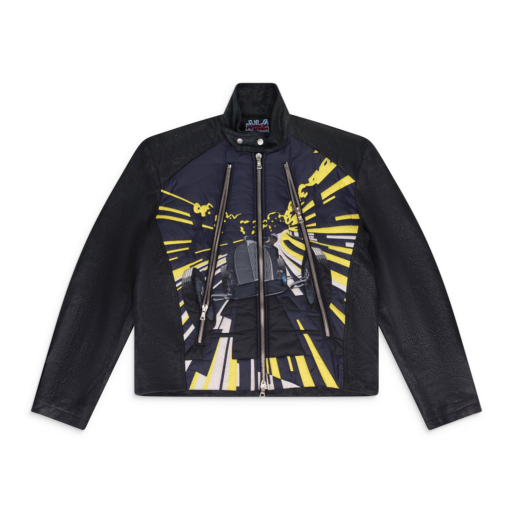Black/Yellow Leather Racing Jacket