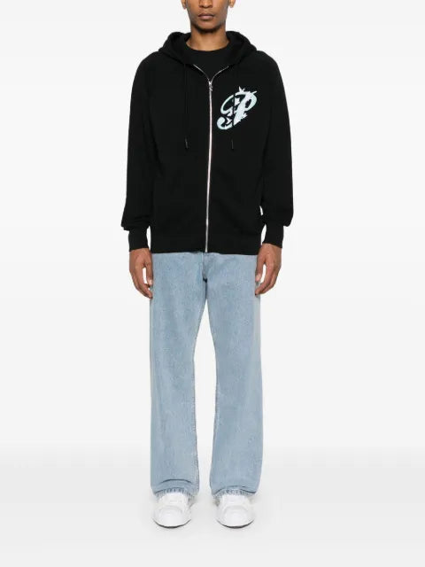 3PARADIS embroidered-logo zip-up hoodie