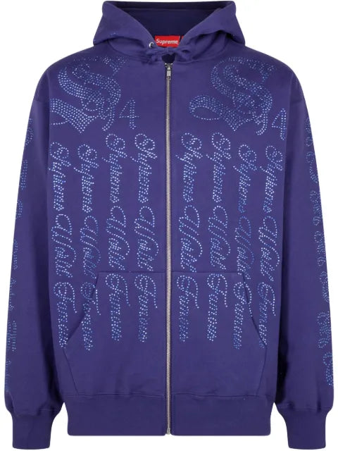 Supreme "SS 22 Washed Navy" zip-up hoodie