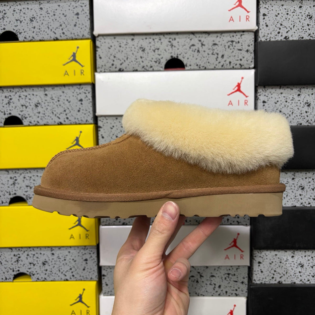 UGG Tazz Slipper – Women’s Suede Clog with Oversized Shearling Cuff in Chestnut