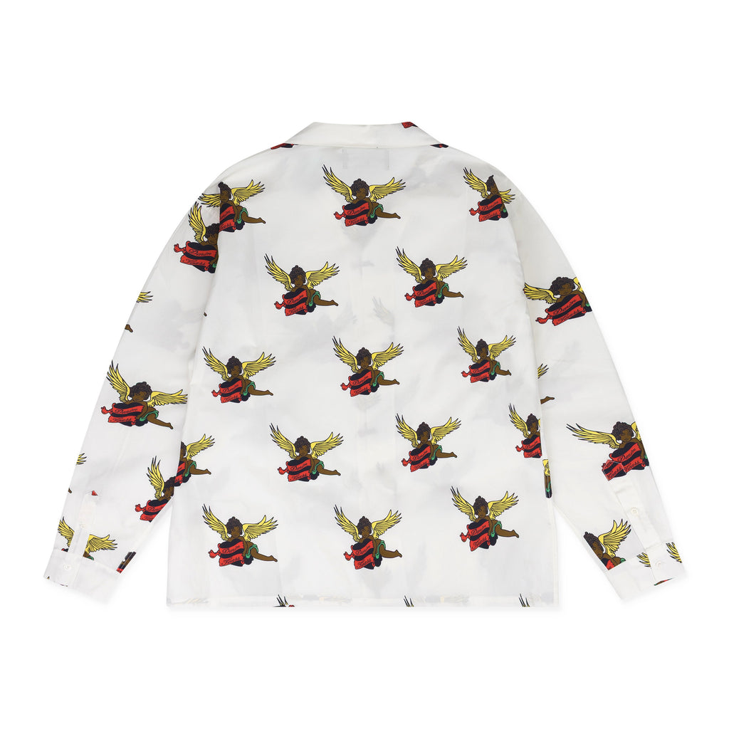 White Cherub Long Sleeve Button-Up Shirt