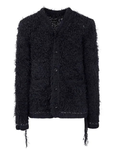 sacai frayed-hem button cardigan