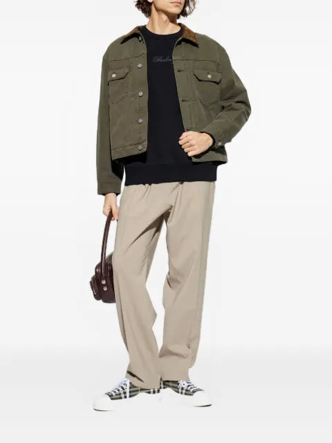 Burberry check cursive logo cotton sweatshirt