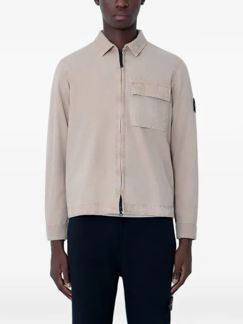 Stone Island 1200008 brushed organic cotton canvas 'old' effect overshirt