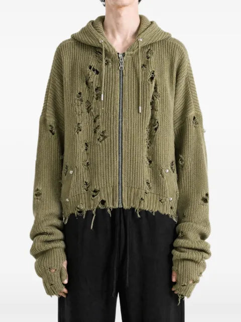 THUG CLUB distressed zip-up hoodie