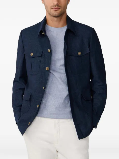 Hackett London melange chambray-linen jacket