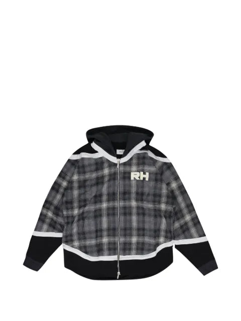 RHUDE check-pattern hybrid hoodie