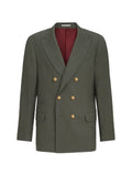 Brunello Cucinelli virgin wool canvas one-and-a-half breasted deconstructed blazer with metal buttons