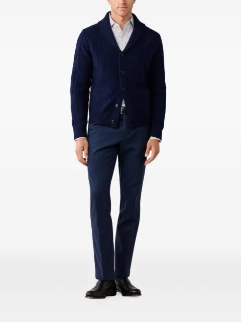 Hackett London cable-knit shawl-collar cardigan