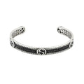 GUCCI INTERLOCKING G ENAMEL CUFF BRACELET SILVER & BLACK