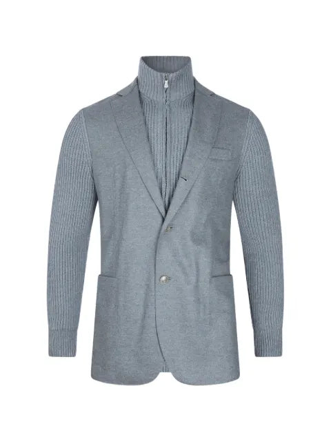 Eleventy ribbed-knit sleeve layered jacket