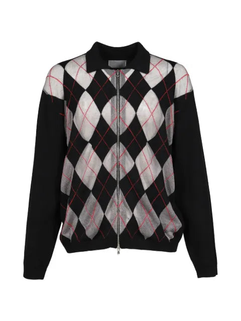 CEDARWOOD Cities argyle zip-up cardigan