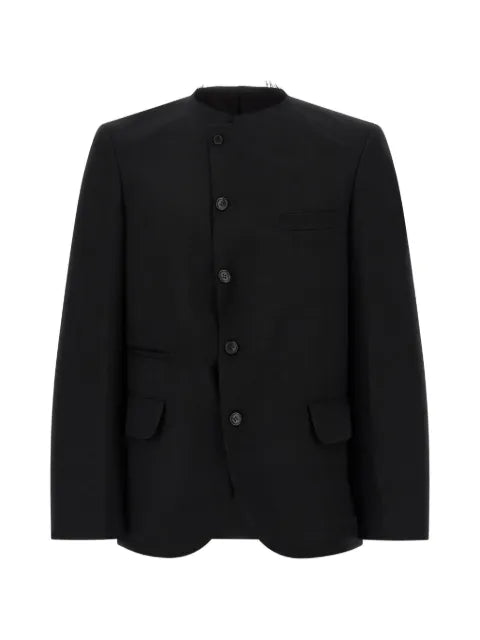 Black Comme Des Garçons raw-cut collarless blazer