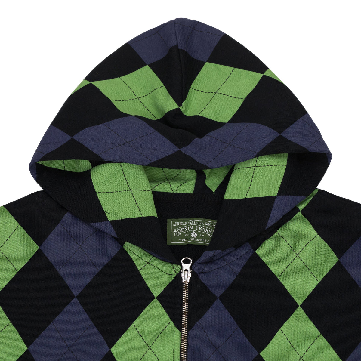Green Intarsia Zip Hoodie