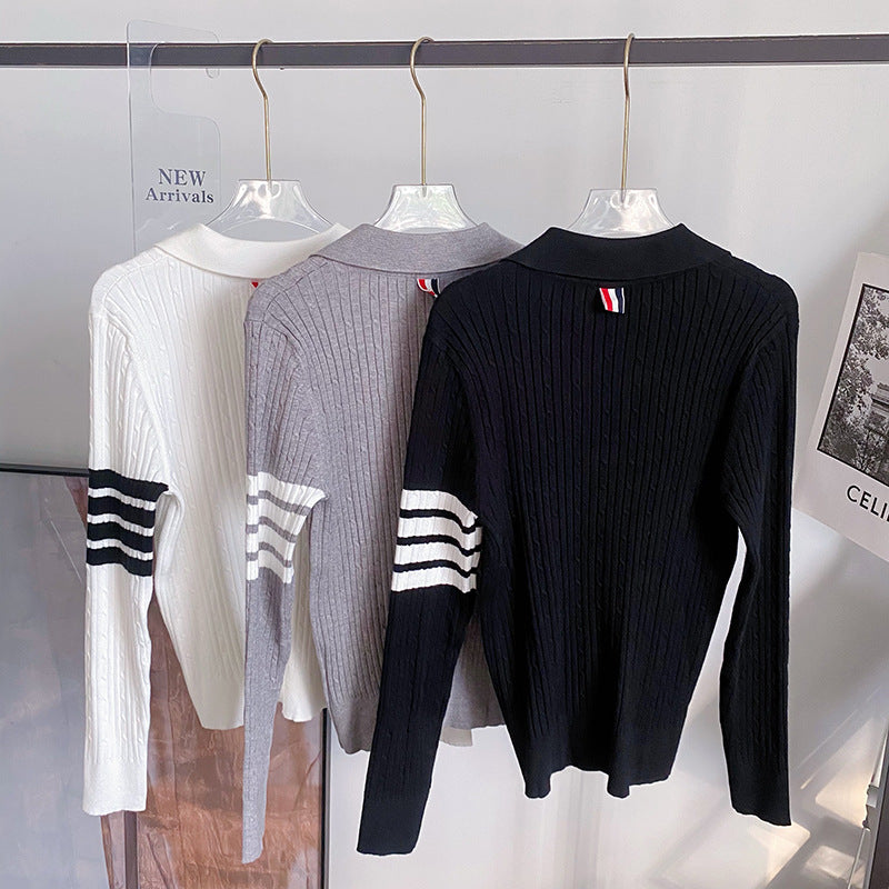 Thom Browne polo neck long sleeve sweater