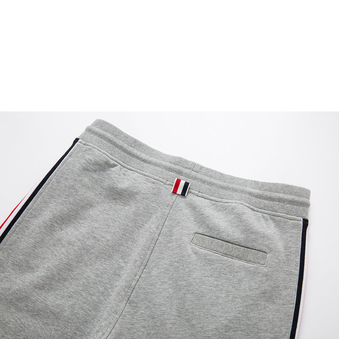 Thom Browne Style Unisex Casual Sweatpants with Signature Four-Bar Detail