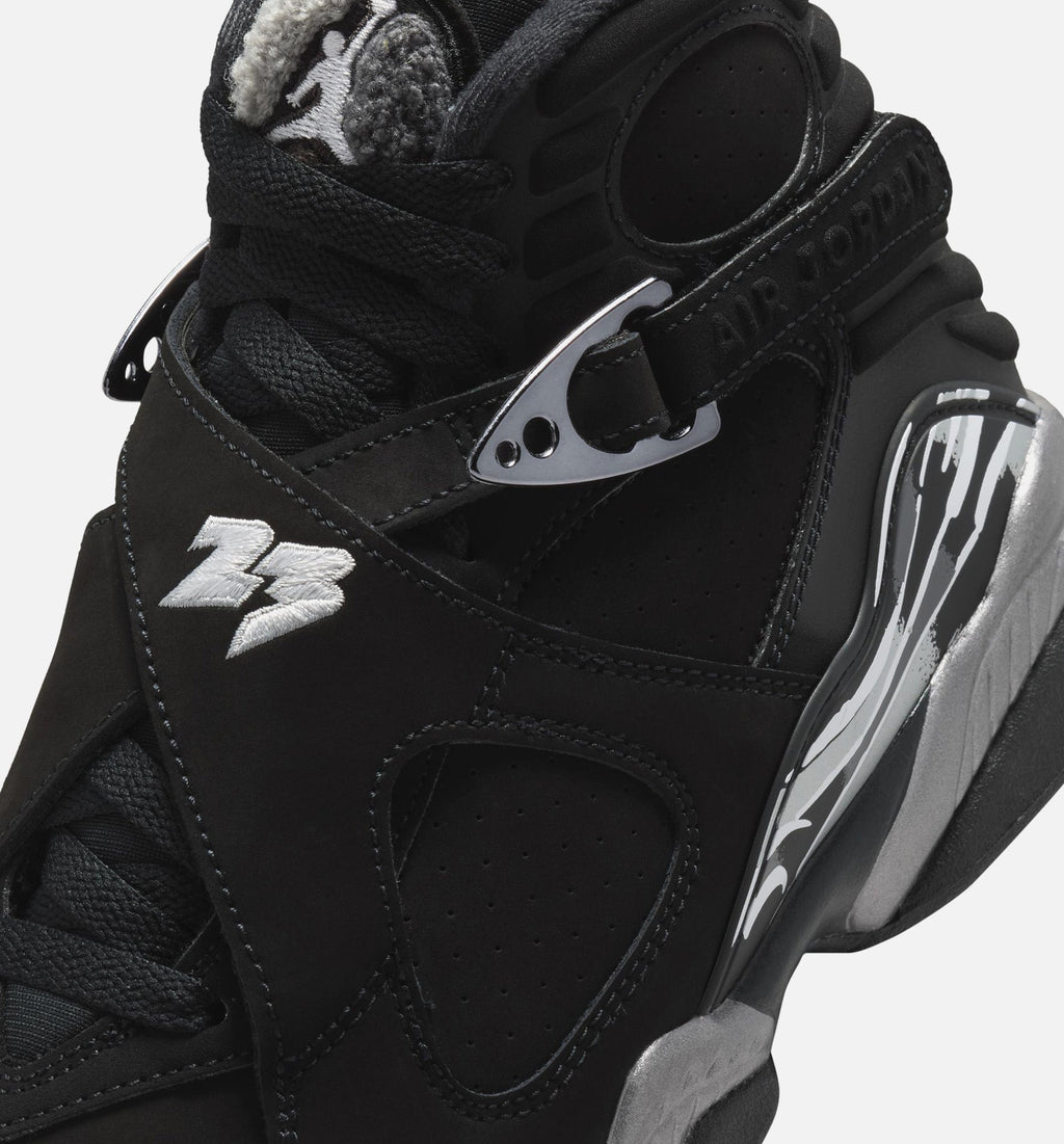 Air Jordan 8 Retro Chrome Grade School Lifestyle Shoe - Black/White/Light Graphite