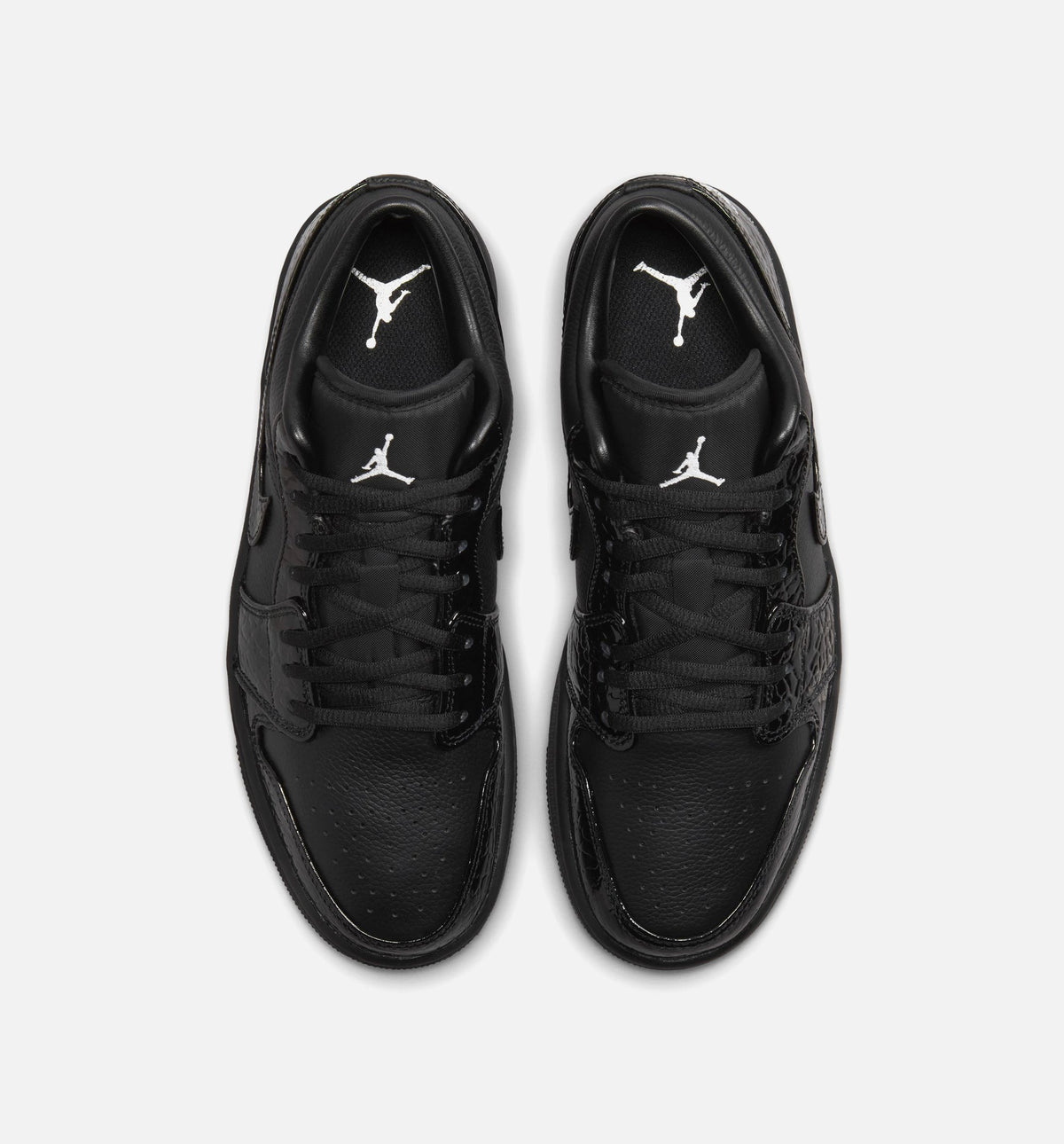 Air Jordan 1 Low Patent Elephant Women's Sneakers - Black/Black/White/Metallic Silver