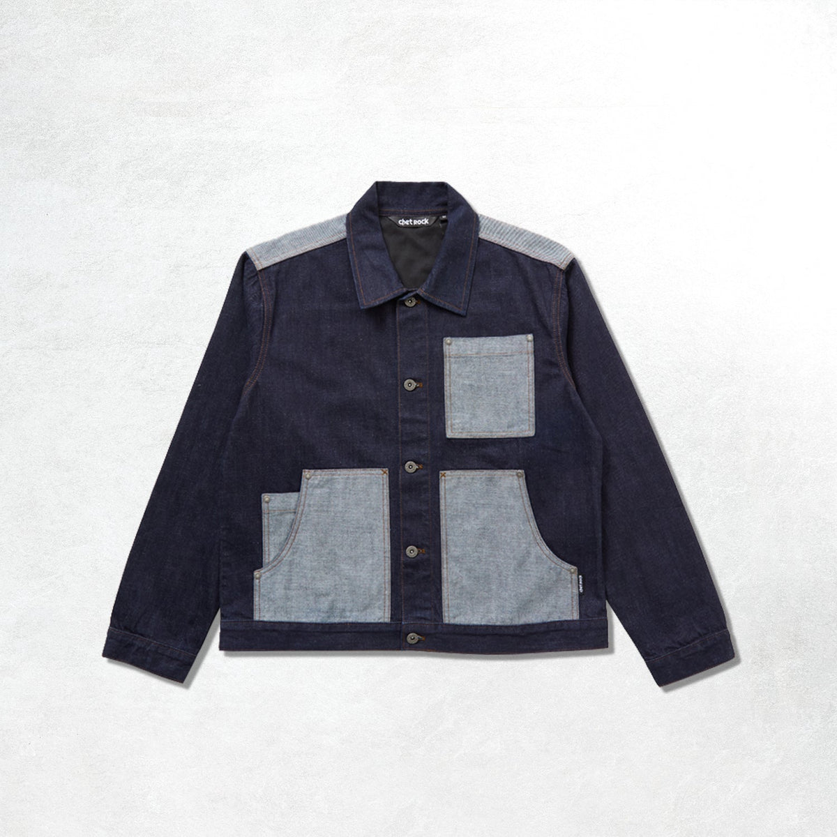 Chet Rock Infinity Panel Jacket: Blue Rinse Wash