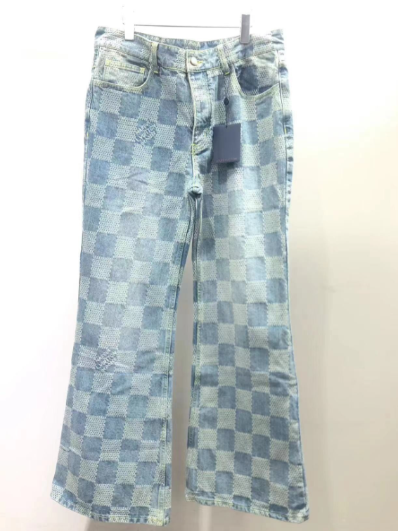 Checkered Denim Jeans – Light Wash