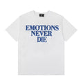 Mixed Emotion Emotions Never Die Rhinestone Tee, Blue Letter