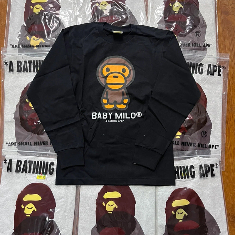 Bape Multi‑Ape‑Head Graphic Oversized Long Sleeve Tee Streetwear