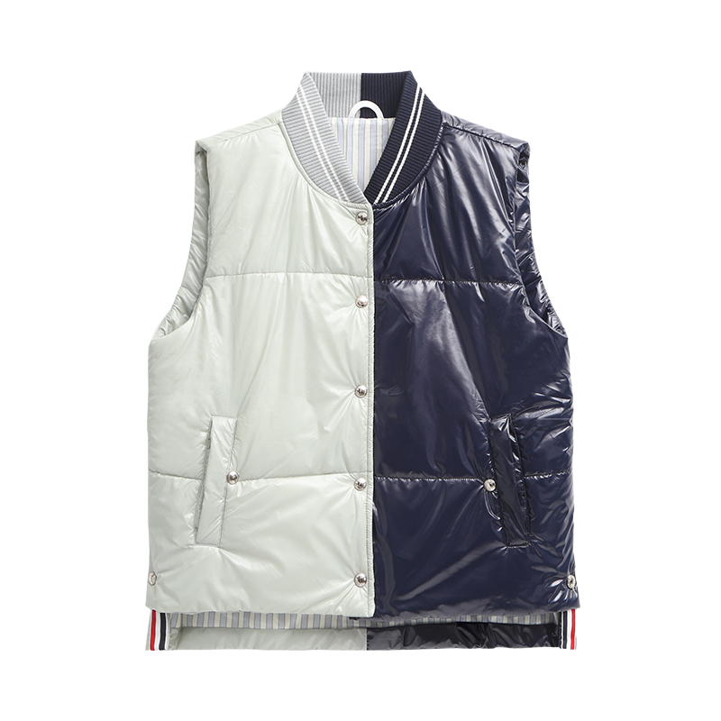 Unisex Shiny Colorblock Baseball Collar Vest