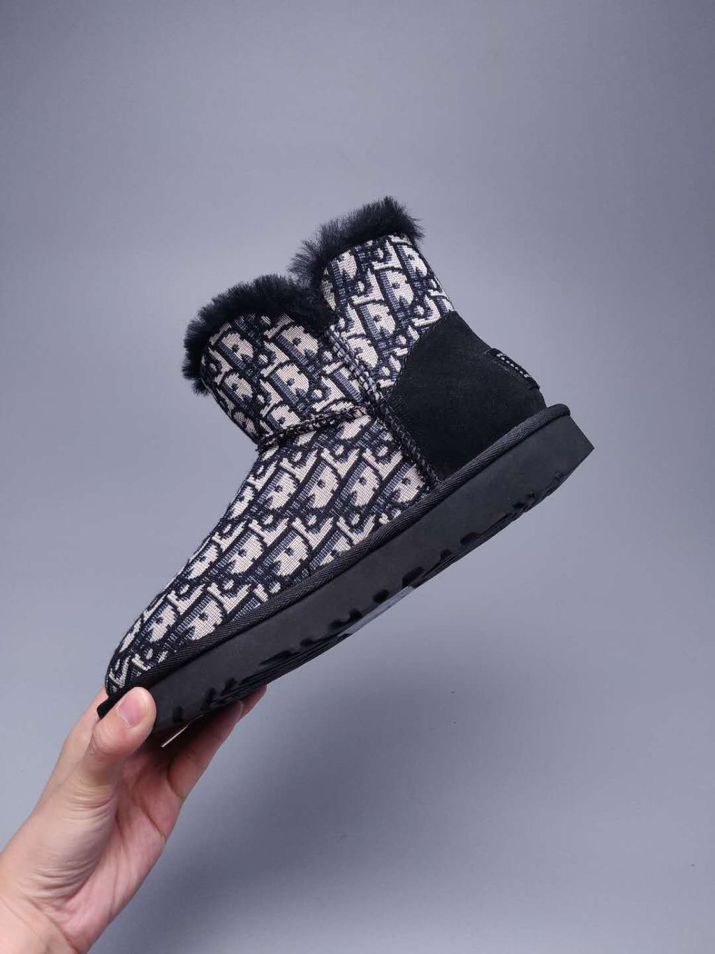 Dior-Inspired Textured Snow Boot — Black | New Arrival | In Stock