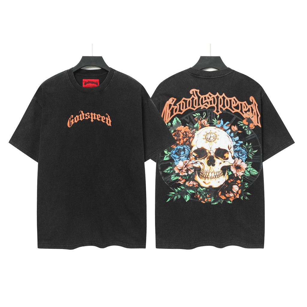 Godspeed Skull & Floral Graphic Short-Sleeve T-Shirt