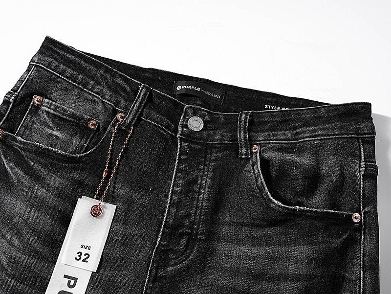 Purple Brand Black Washed Distressed Jeans
