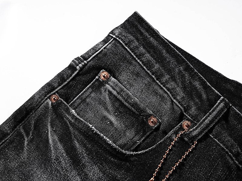 Purple Brand Black Washed Distressed Jeans