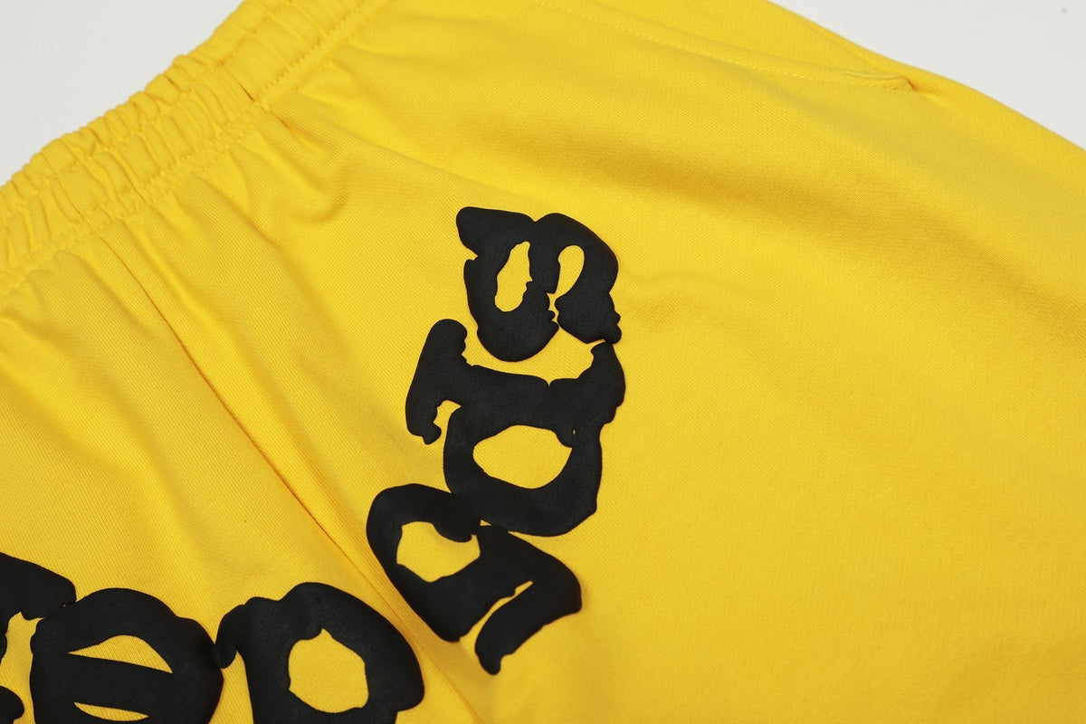 Sp5der Yellow Graphic Hoodie & Sweatpants Matching Set