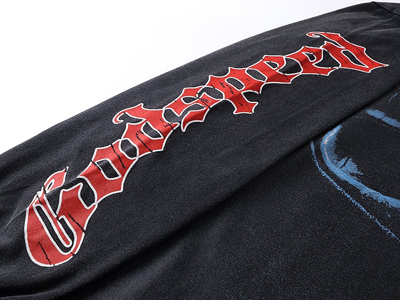 Godspeed Washed Black Graphic Long-Sleeve T-Shirt
