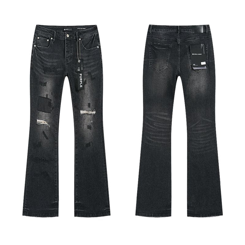 Purple Brand Black Distressed Bootcut Jeans