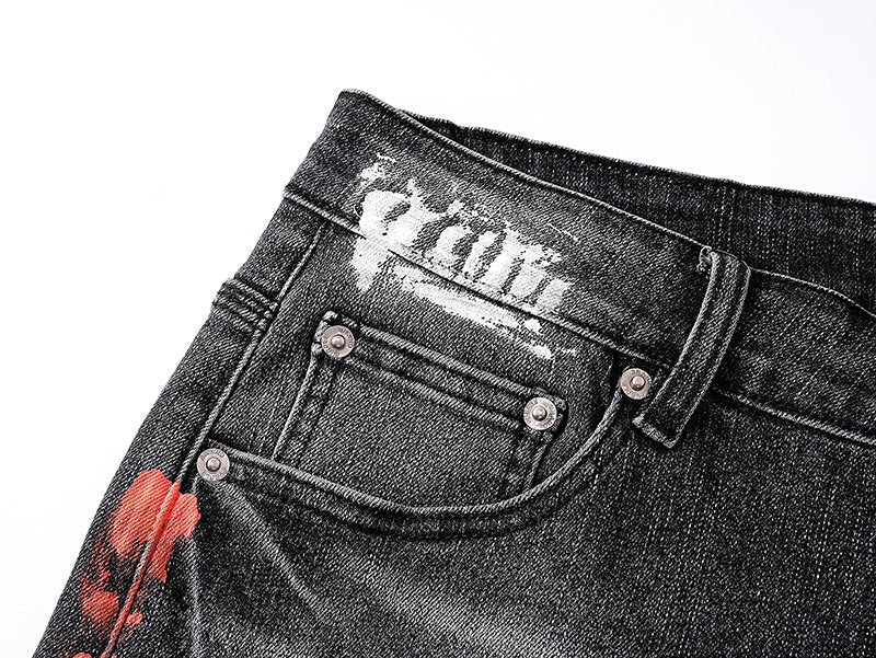 Purple Brand Paint-Splatter Distressed Denim Shorts - Black